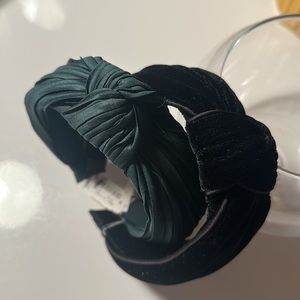 Madewell Knotted Covered Headband Bundle (green and black)